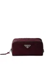 Prada Speedrock Nylon And Leather Pouch Bag In Burgundy