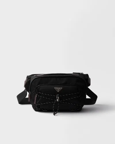 Prada Speedrock Schultertasche Aus Re-nylon Und Leder In Black