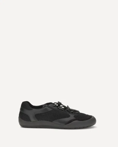 Prada Speedrock Leather And Mesh Fabric Sneakers Shoes In Black