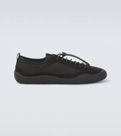 Prada Speedrock Nylon And Suede Low-top Sneakers In Black