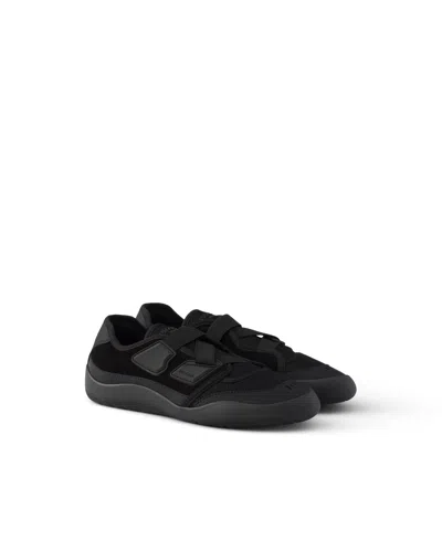 Prada Speedrock Technical Mesh And Leather Sneakers In Black
