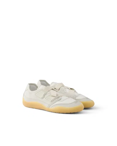 Prada Speedrock Technical Mesh And Leather Sneakers In Crystal