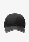 Prada Renylon Baseball Cap Curved Brim Design In Black