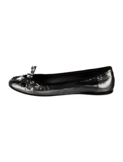 Pre-owned Prada Spike Accents Leather Ballet Flats