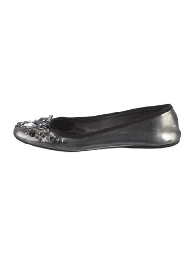 Pre-owned Prada Spike Accents Leather Flats