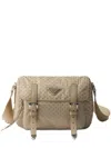 Prada Womens Neutral Re Nylon Studded Woven Shoulder Bag In Nude