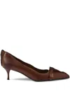 Prada 55 Mm Antiqued Leather Pointed-toe Pumps In Brown