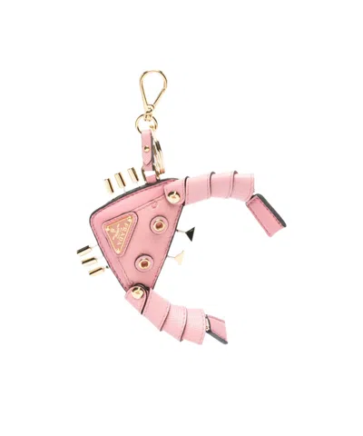Prada Portachiavi In Pelle Rosa Donna In Pink