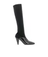 Prada Spliced Knee Boots In Black