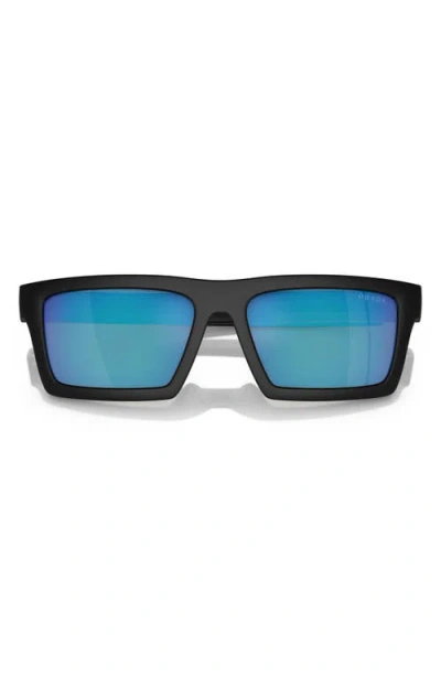 Prada Sport 55mm Rectangular Sunglasses In Black/green Blue