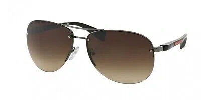 Pre-owned Prada Sport 56ms Sunglasses 5av6s1 Gunmetal 100% Authentic In Brown