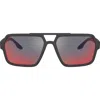 Prada Sport 59mm Rectangle Sunglasses In Black/grey/blue