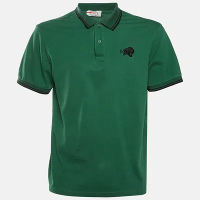 Pre-owned Prada Sport Green Panther Embroidered Cotton Pique Polo T-shirt Xxl