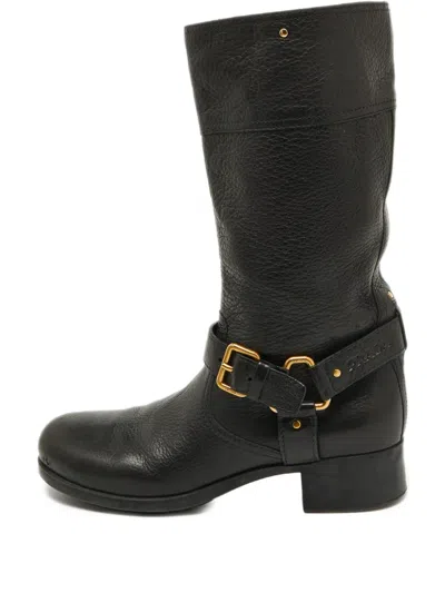 Pre-owned Prada Sport Leather Buckle-strap Boots