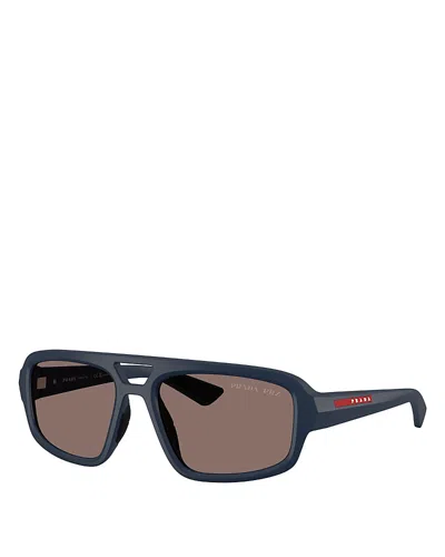 Prada Sport Linea Rossa Aviator Sunglasses, 57mm In Blue