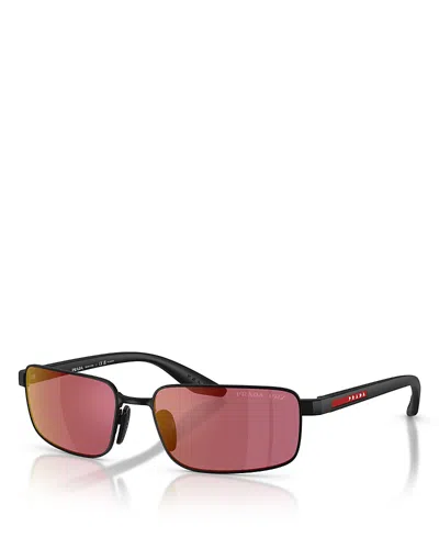Prada Sport Linea Rossa Rectangular Sunglasses, 59mm In Black