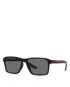 Prada Sport Low Bridge Fit Rectangle Sunglasses, 58mm In Black/gray Polarized Solid