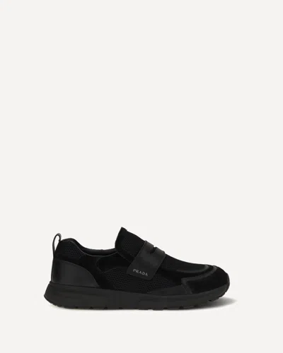 Prada Sport Mesh Loafers In Black