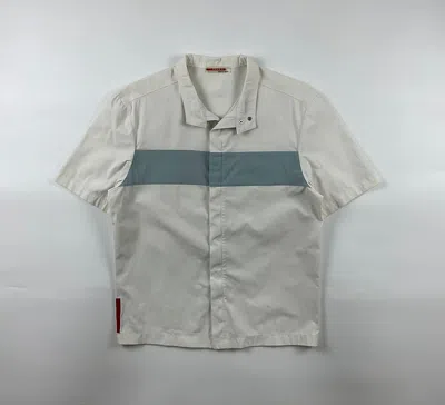 Pre-owned Prada Sport Nylon Blend Panelled Zip Up Shirt In White