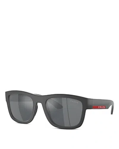 Prada Sport Pillow Sunglasses, 56mm In Light Grey Mirror Black