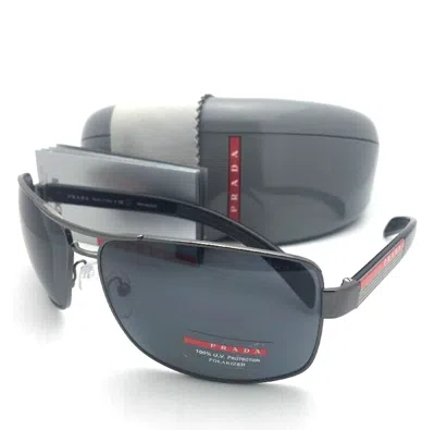 Pre-owned Prada Sport Polarized Sunglasses Sps 54i 5av-5z1 65-14 Gunmetal Frames With Grey In Gray