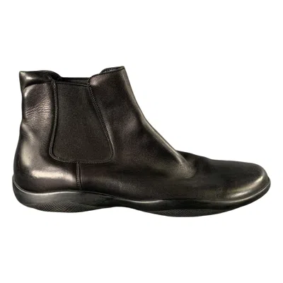 Pre-owned Prada Sport Size 9 Black Leather Boots