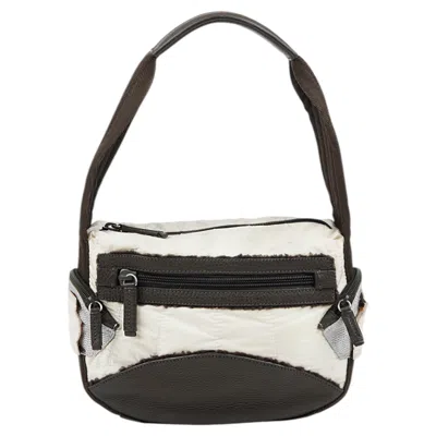 Pre-owned Prada Sport Ss 2003 Technical Nylon And Leather Shoulder “hoop” Bag In Black