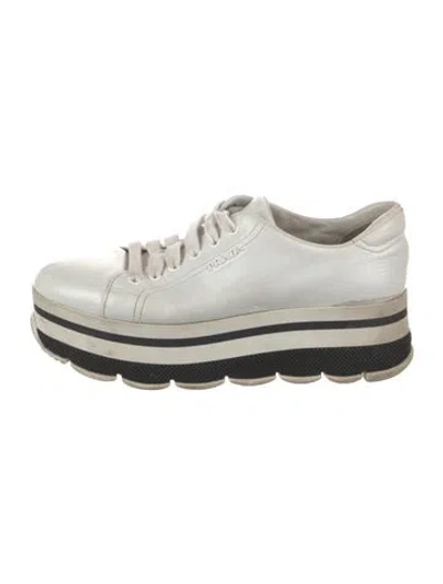 Pre-owned Prada Sport Striped Sole Sneakers In White