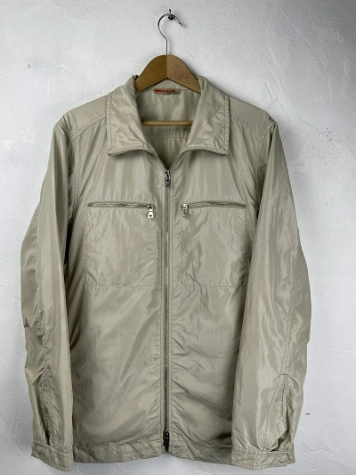 Pre-owned Prada Sport Vintage Silver Beige Nylon Metal Jacket Size 52 In Silver/tan