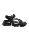 Prada Lambskin Grip Thunder-sole Sport Sandals In Black