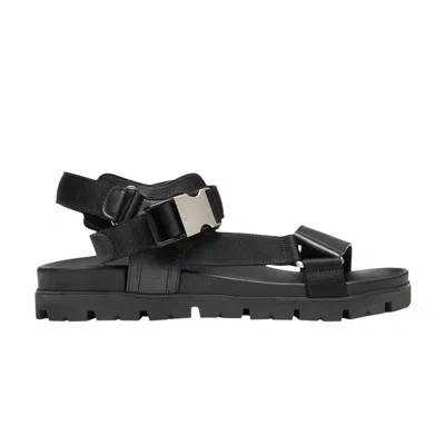 Pre-owned Prada Sporty Leather And Nylon Tape Sandal 'black'