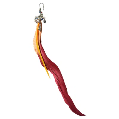 Pre-owned Prada Spring 2014 Feather & Crystal Single Earring In Multi