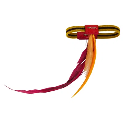 Pre-owned Prada Spring 2014 Women's Elasticated Feather Cuff Bracelet, Italy In Multi