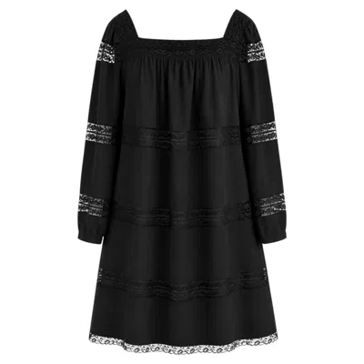 Pre-owned Prada Spring 2015 Silk & Lace Mini Dress In Black