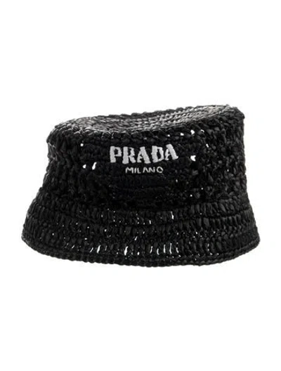 Pre-owned Prada Spring Bucket Straw Hat In Blue