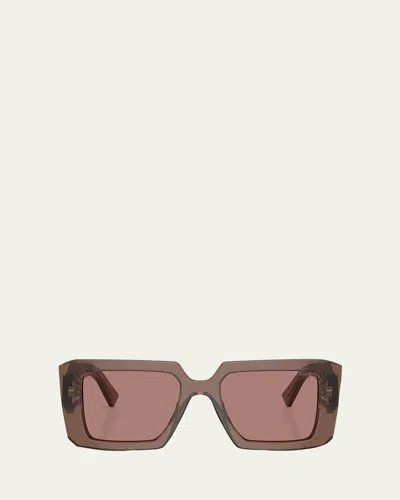 Prada Square Acetate Sunglasses In Lite Brown