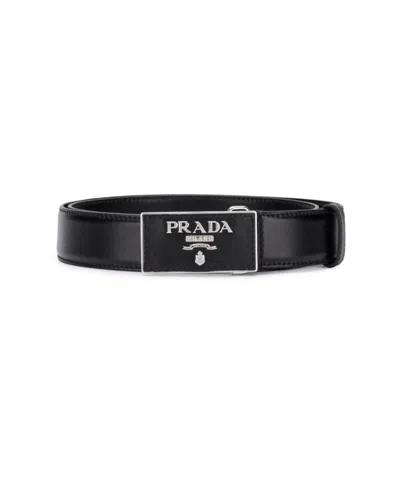 Prada Square Buckle Belt In Black