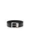 Prada Saffiano Leather Reversible Belt In Black