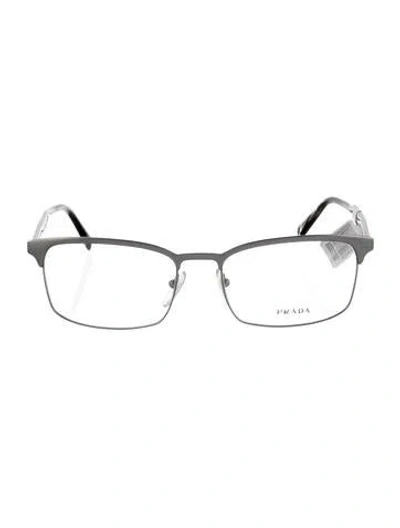 Pre-owned Prada Square Eyeglasses In Silver