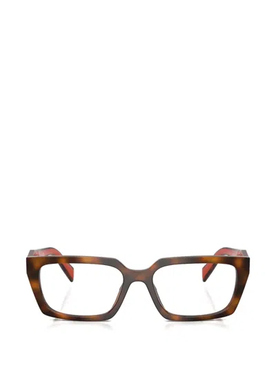 Prada Square Frame Glasses In Orange