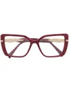 Prada Square Frame Glasses In Red