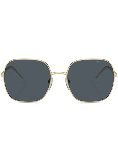 Prada Square-frame Metal Sunglasses In Gold