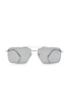 Prada Double Bridge Rectangle-frame Sunglasses In Grey