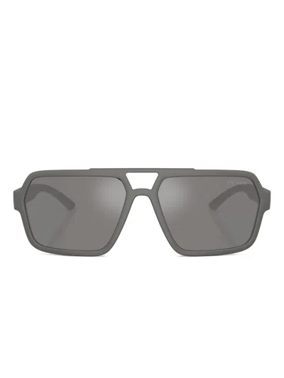 Prada Linea Rossa 59mm Pilot Sunglasses In Silver