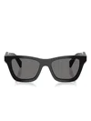 Prada 0pr B09s Bold Rectangular Frame Black Acetate Sunglasses In Black