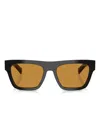 Prada 0pr C03s Rectangular Acetate Sunglasses In Black