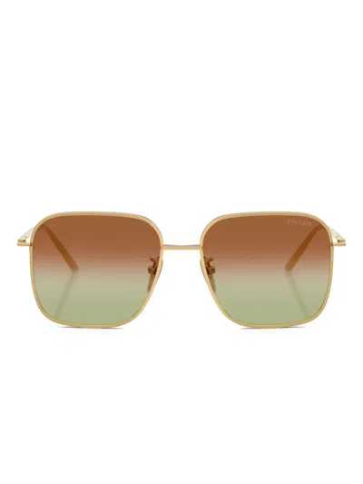 Prada Womens Gold Pr C54sd Square-frame Metal Sunglasses
