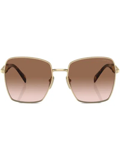 Prada Square-frame Sunglasses In Gold