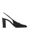 Prada Black Square Toe Heels In Black