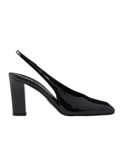 Prada Modellerie Square Toe Slingback Pump In Nero